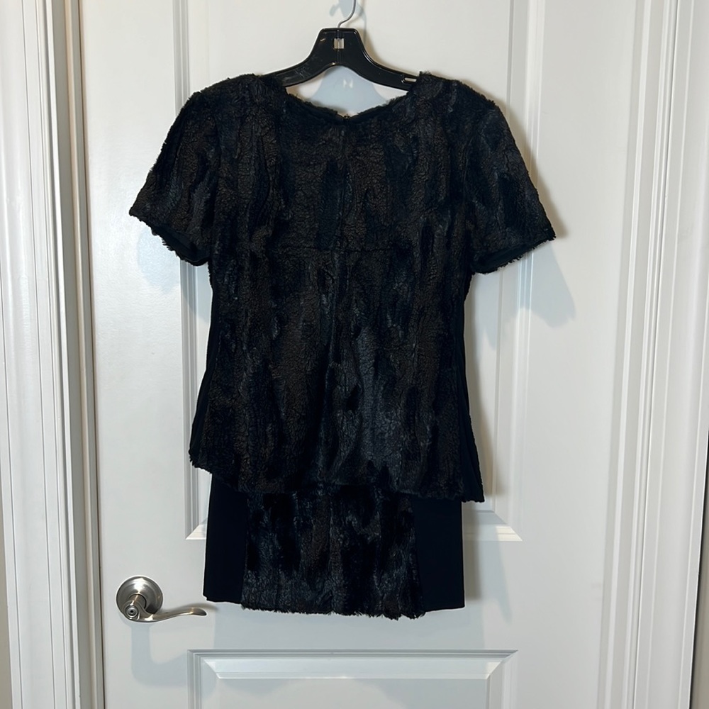 BCBG MaxAzria-Two piece knit/faux fur combo skirt set